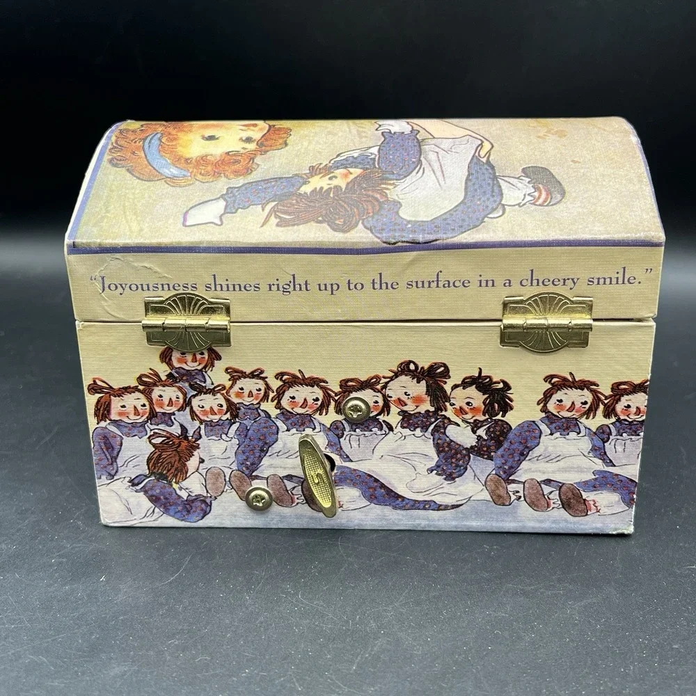 VTG 1969 Raggedy Ann Wood‎ Jewelry Chest Music Box Schylling Dancing ANN ~ WORKS